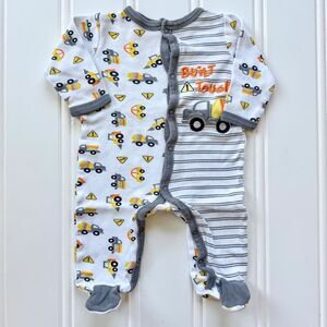 4/$10 - Wee Play Construction Cotton Button Up Baby Footie